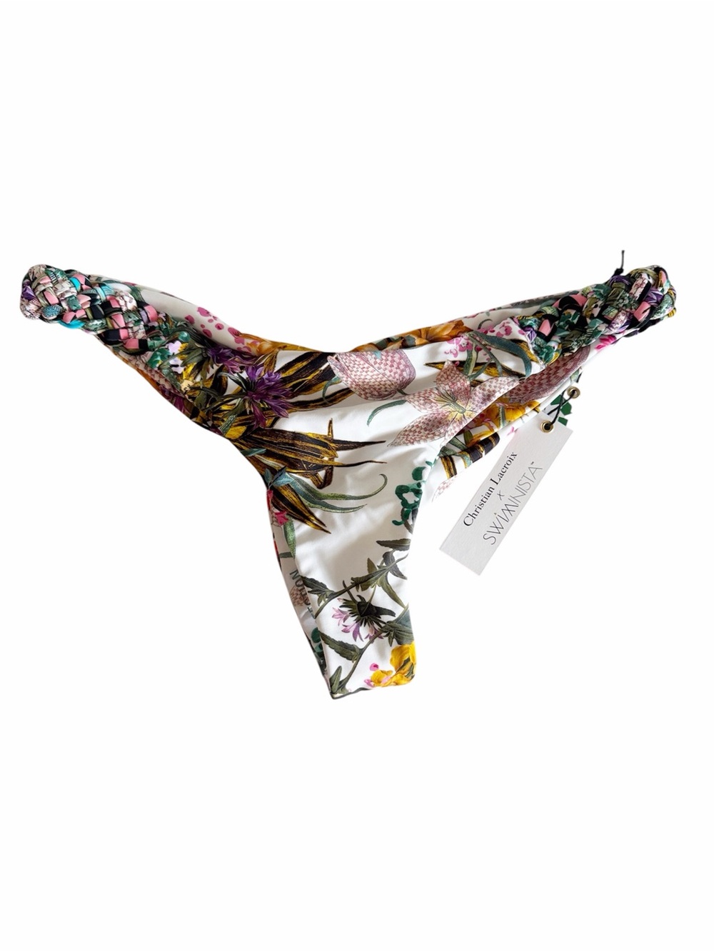 Swiminista x Christian Lacroix Daring Tropical Print Braided Bikini Bottom sz L